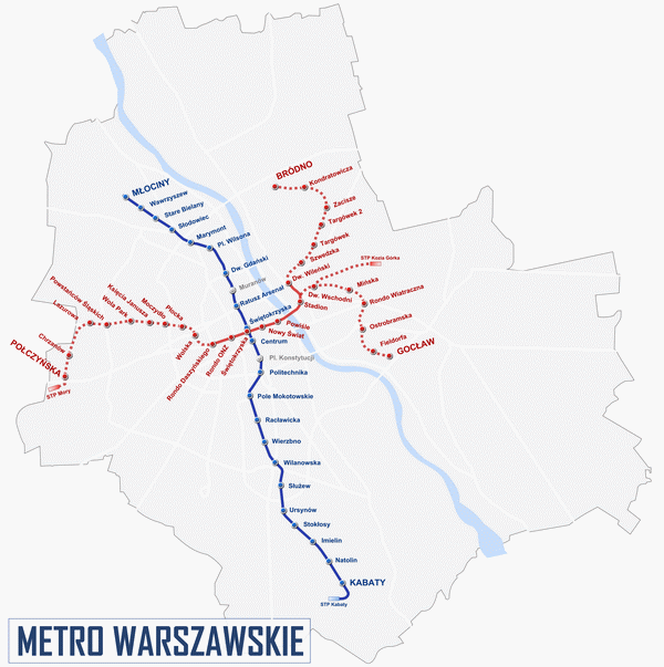 Схема метро Варшавы