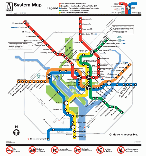 Схема метро Вашингтона