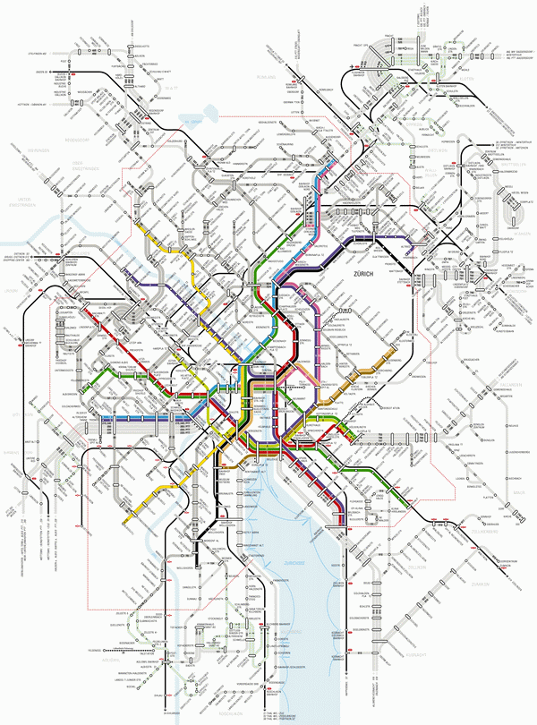 Схема метро Цюриха