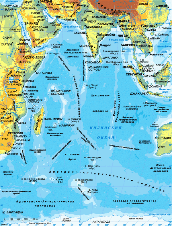 Карта Индийского океана